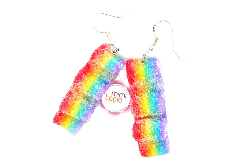 Ribbon candy earringsRainbow ribbon earringsRibbon gummy Etsy
