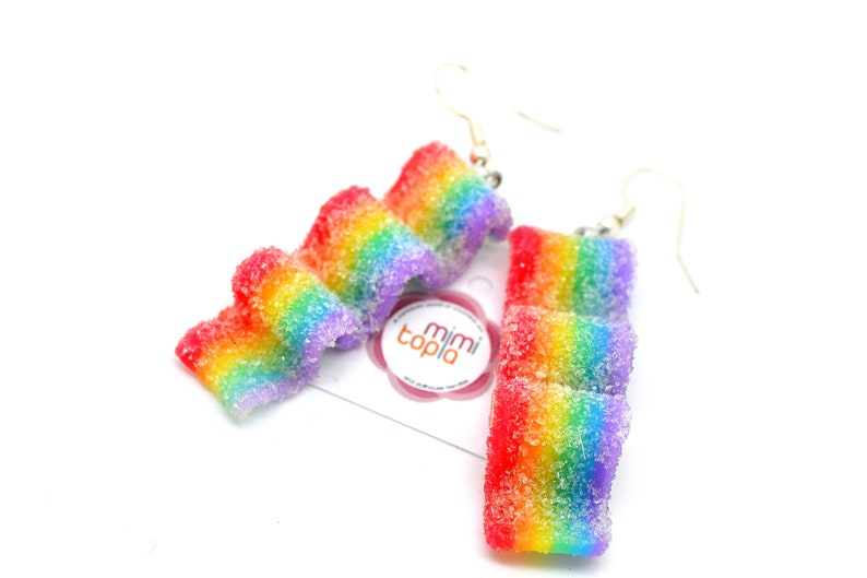 Ribbon candy earringsRainbow ribbon earringsRibbon gummy Etsy