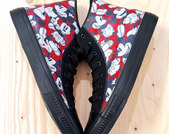 Hand Customised/Custom Disney Mickey Mouse theme trainers shoes high top sneaker