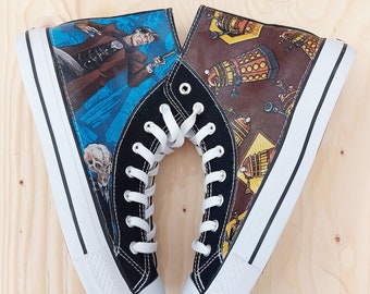 Hand Customised/Custom Doctor Who theme Shoes trainers high low top sneakers, Daleks, Angels, the Doctor
