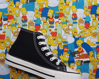 Custom Simpsons theme trainers shoes high top sneakers