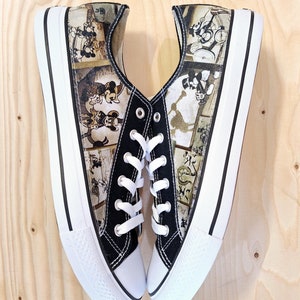 Hand Customised/Custom Vintage Style Mickey Mouse theme trainers shoes low top sneakers