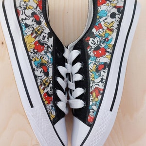 Hand Customised/Custom Disney theme trainers shoe sneakers low top sneaker, Mickey, Minnie, Donald Duck, Goofy