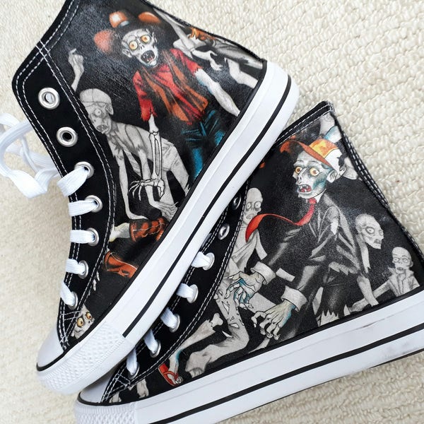 Custom Zombie Walking Dead theme  Shoes trainers high top sneaker