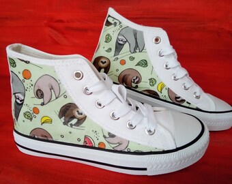 Custom Womens Fashion DIY Image Sloth Animal Top Canvas Sneaker Shoes