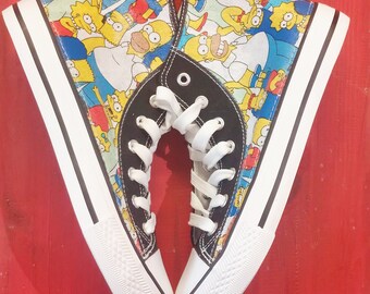 Custom Simpsons theme trainers shoes high top sneakers