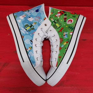 Hand Customised/Custom Buddy Elf theme trainers shoes high top sneakers