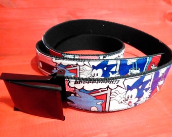 Handmade Sonic the Hedgehog Canvas Belt, Custom Gaming Theme