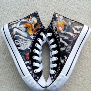 Hand Customised/Custom Zombie Walking Dead theme  Shoes trainers high top sneaker