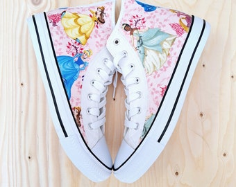 Hand Customised/Custom Disney Princess theme trainers shoes high top sneakers