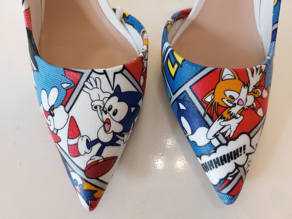Custom Wedding Prom High Heeled Court Shoes Hand Customised With Sonic the Hedgehog Lets Go Fabric. Etsy Canada