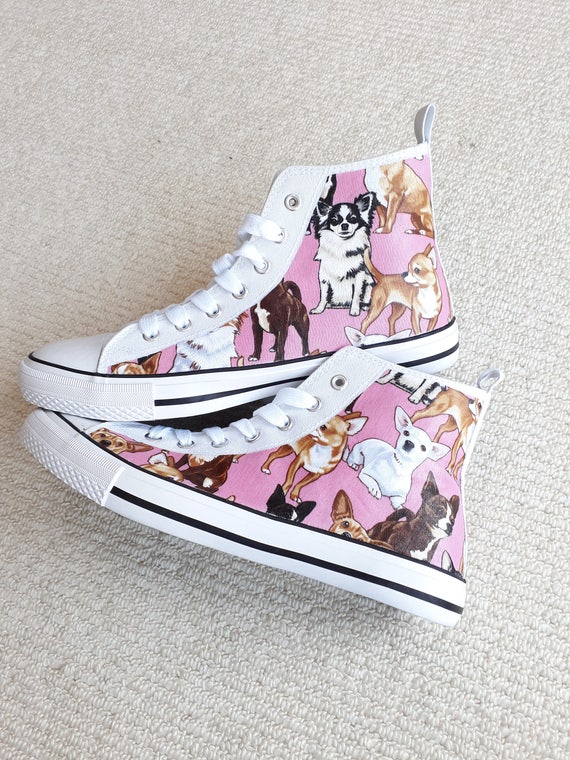 pink canvas trainers