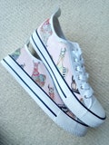 Hand Customised/Custom Llama Faces theme, pink and glitter, trainers shoes low top sneaker
