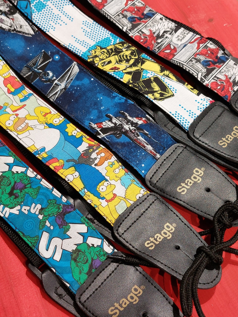 Handmade Character Fabric Guitar Strap, Adjustable Length image 6