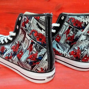 Custom Marvel Spider Man theme comic trainers shoes high top sneaker image 4