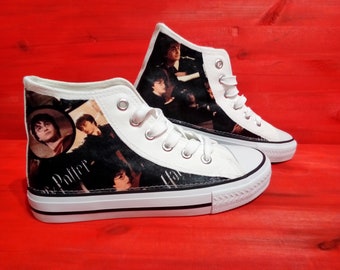 Canvas Shoe Trainers, Kids to Adults, Hand Customised with Harry, Hermione or Ron or two of them.