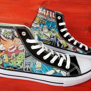 Hand Customised/Custom Disney Toy Story Alien theme Shoes trainers high top sneaker