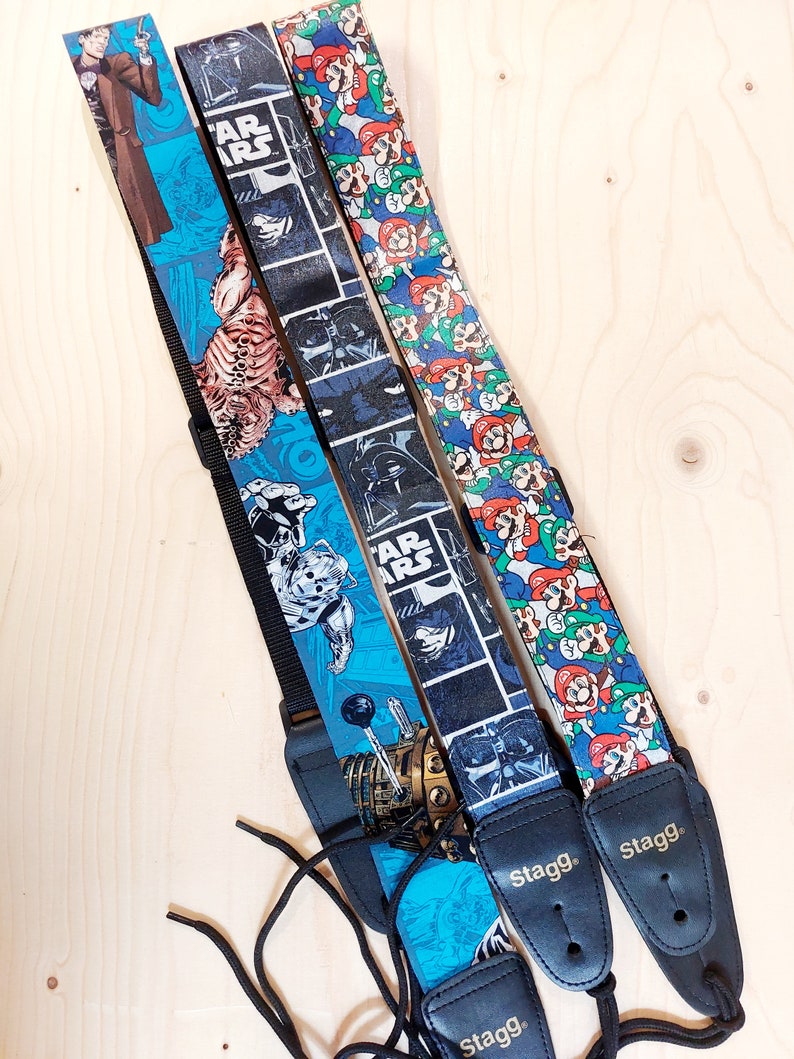 Handmade Character Fabric Guitar Strap, Adjustable Length image 7