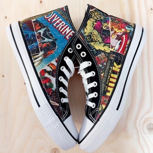 Handangefertigte Schuhe Turnschuhe mit neuen Comics/X-Men Stoff, Thor, Spider Man, The Hulk, Iron Man, Captain America, Wolverine usw.