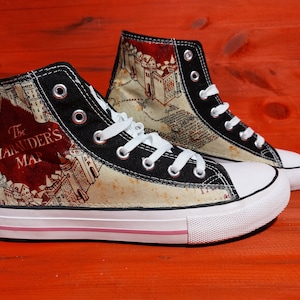 Custom Marauders Map Harry Potter theme trainers shoes high tops sneakers