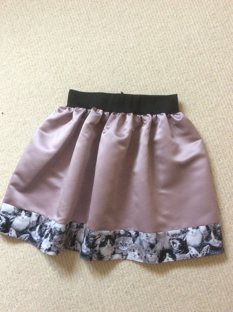 Custom Kitten theme satin skirt, hand made image 1