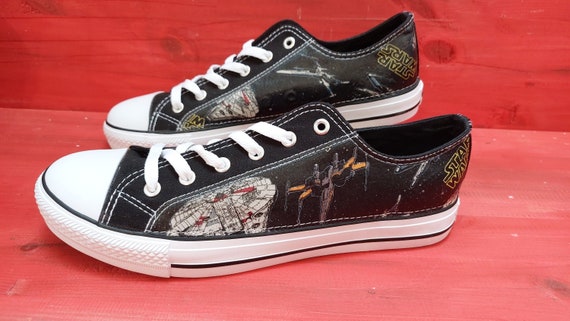 Canvas Shoes Hand Customised With Star Wars Rebel Ship Fabric