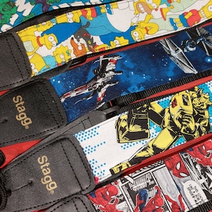 Handmade Character Fabric Guitar Strap, Adjustable Length image 5