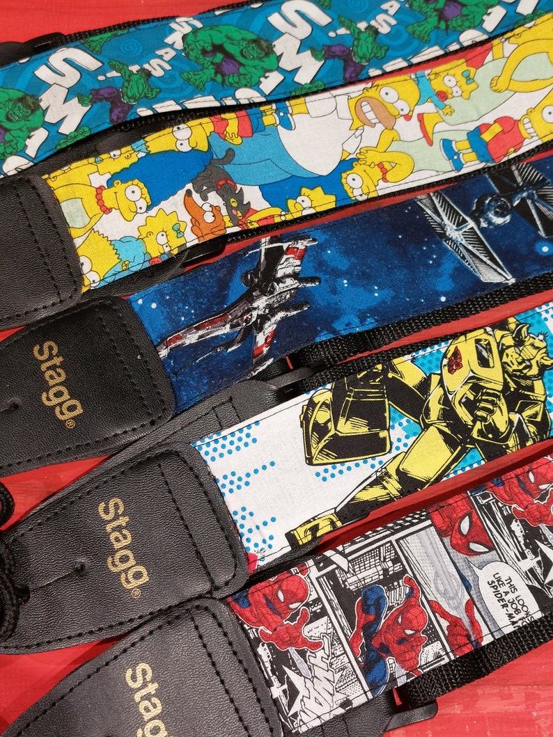 Handmade Character Fabric Guitar Strap, Adjustable Length image 5
