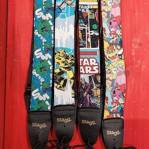 Handmade Character Fabric Guitar Strap, Adjustable Length image 2