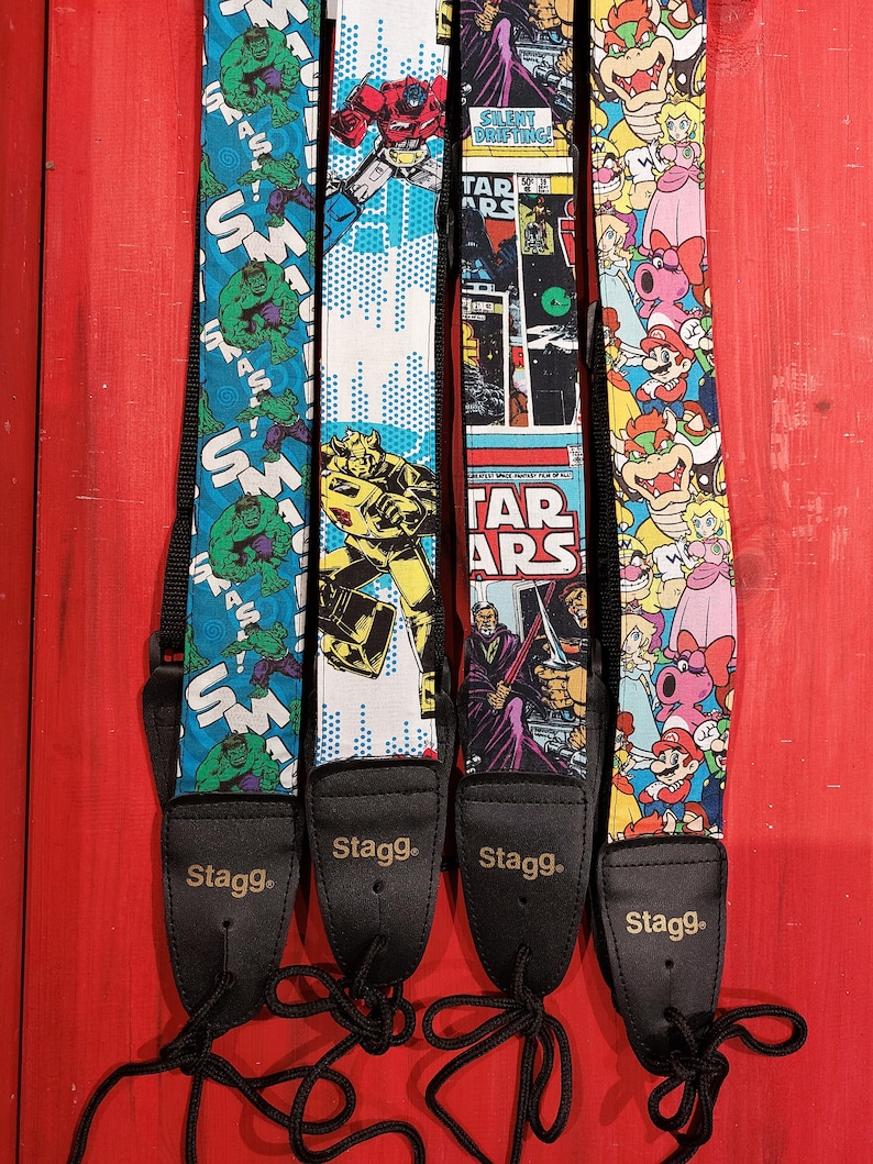 Handmade Character Fabric Guitar Strap, Adjustable Length image 2