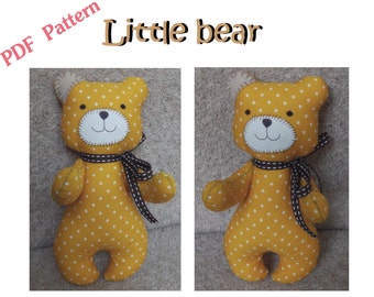 PDF pattern. Little bear with jointed arms, 6 inches