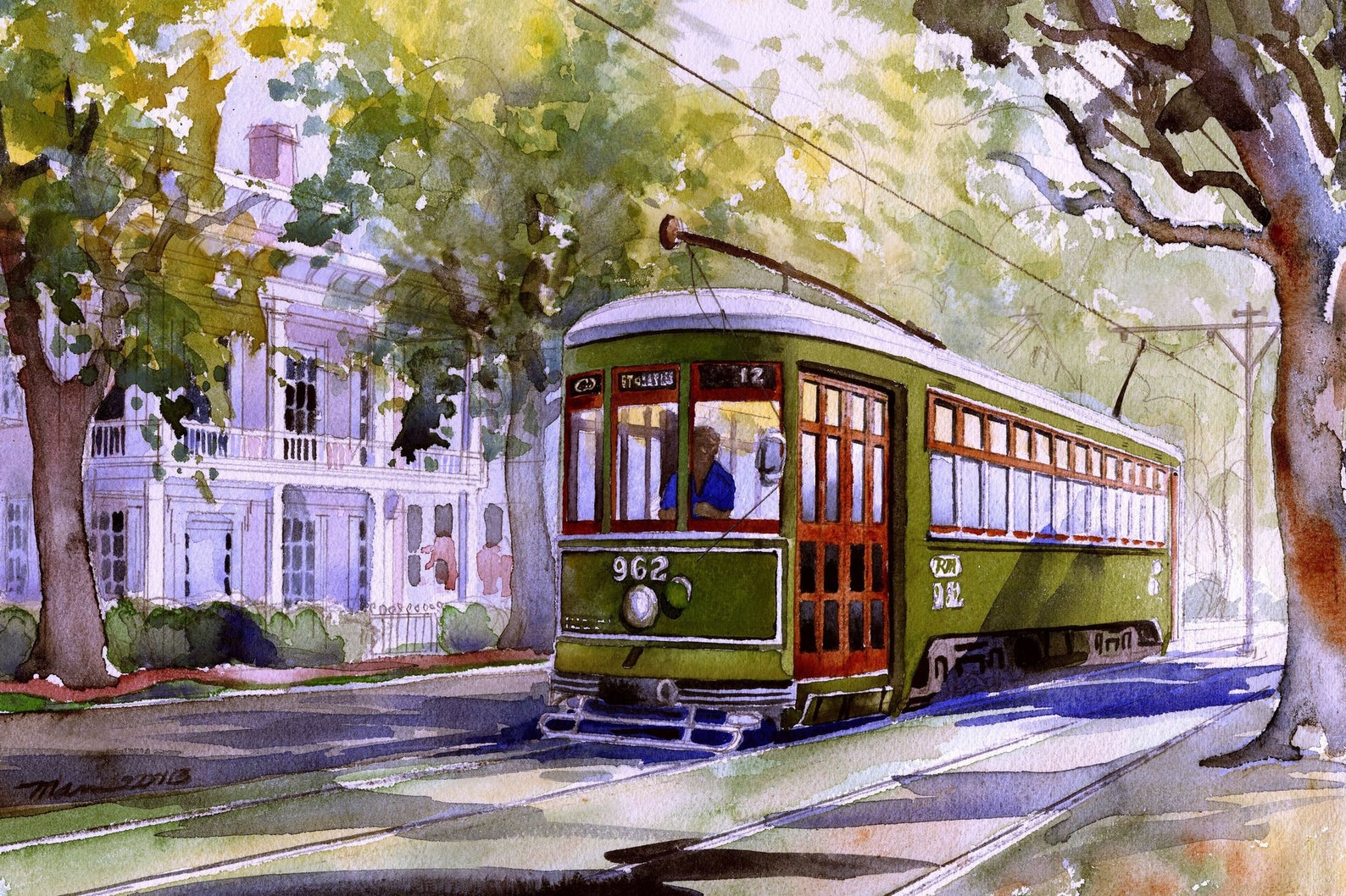 New Orleans Garden District Streetcar Under Sundappled Trees Etsy