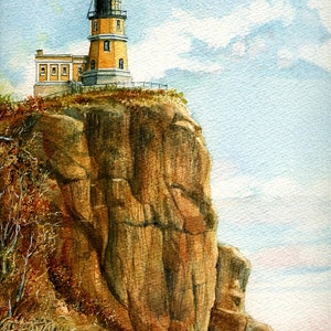 Phare de Split Rock, lac Supérieur, Minnesota. Portrait d'automne doré. Impressions et cartes de correspondance Gerald C. Hill.