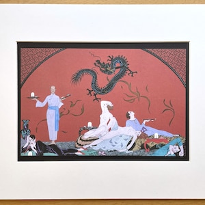 1920s Paris Opium Den. Nude Women & Clothed Men Under Chinese Dragon