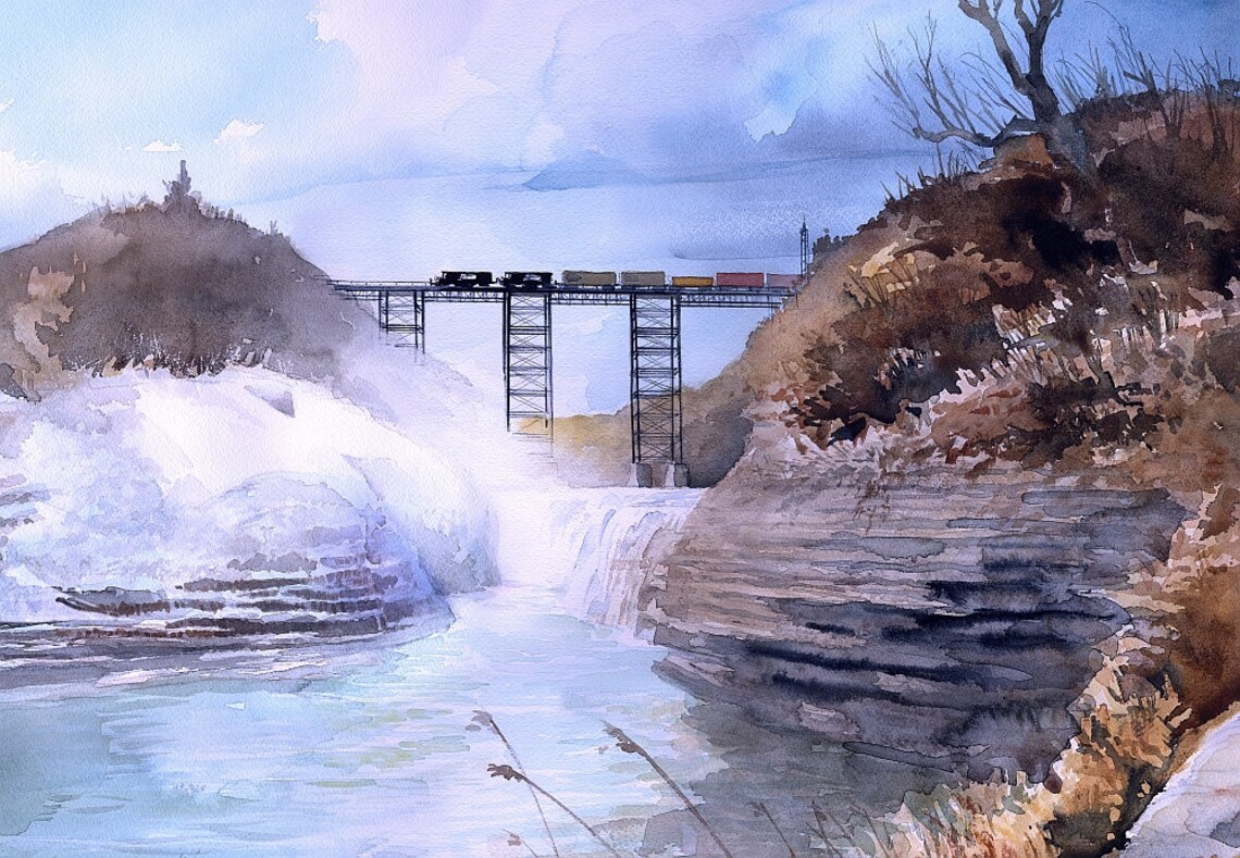 Portageville Viaduct & Iron Bridge Genesee River New York. Etsy