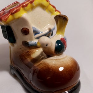 Vintage Ceramic Shoe House with Bird/ Vintage Boot Ceramic Pot/Occupied Japan