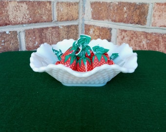 Mid-century Pressed Milk Glass Candy Nut Dish