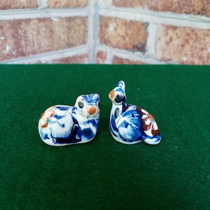Cat and Quail Miniature Mexican Tonala Pottery Folk Art