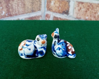 Cat and Quail Miniature Mexican Tonala Pottery Folk Art