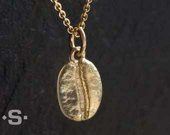 Coffee bean pendant gold 585. Coffee jewelry. Coffee chain. Solid gold. Goldsmith's work.