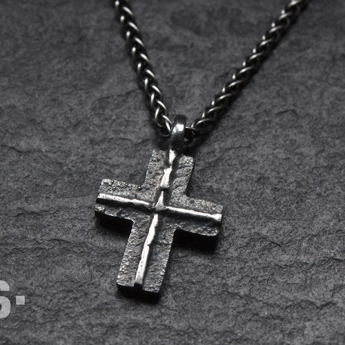 Men's Hammered Silver Cross Pendant or Necklace in | Etsy