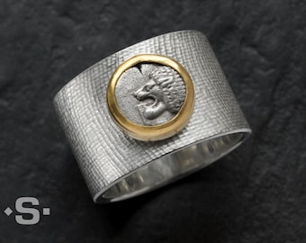 Coin ring with a genuine antique coin. 900 gold, 925 silver. Unique piece. A ring from the goldsmith Silberprinz.