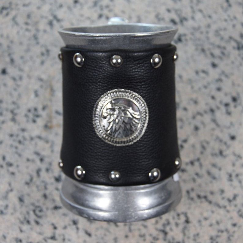 Metal Tankard, Wrapped in Leather Studded Band image 4