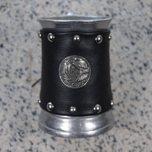 Metal Tankard, Wrapped in Leather Studded Band image 3