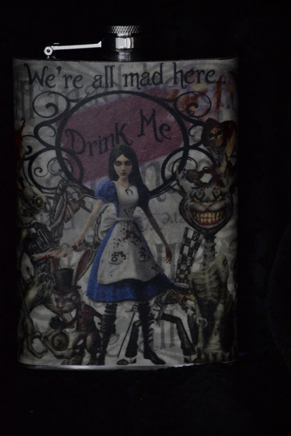 8oz BLACK We're All Mad Here Flask 8oz BLACK We're All Mad Here Flask