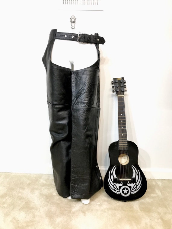 Leather Chaps, Black Leather Motorcycle Pants, Un… - image 1