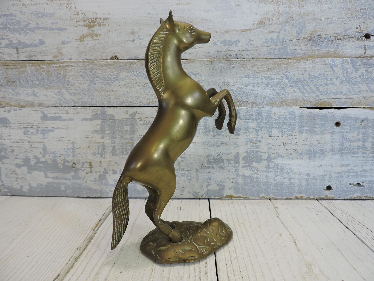 Solid Brass Horse Statue Figurine Rearing up on Hind Legs Etsy