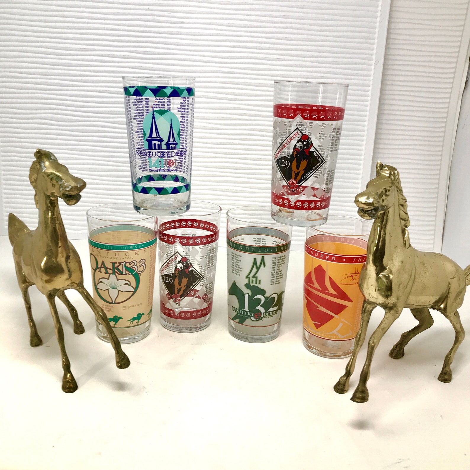 Kentucky Derby Glasses Vintage Set of 6 Souvenir Mint Julep Etsy