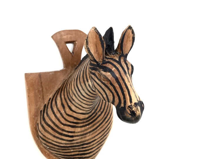 Zebra Head Mount Wood Zebra Head Two Tone Brown Vintage Etsy