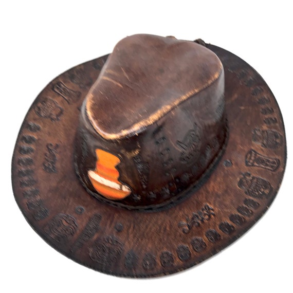 Cowboy Hats,Brown Leather Hats, Vintage Brown Cowb